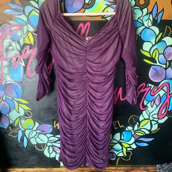 Charlotte Russe Dresses & Skirts - Charlotte Russe Ruched Purple Off Shoulder Bodycon Dress Size XL